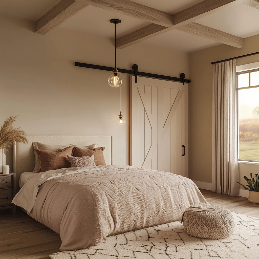 beige farmhouse bedroom 35