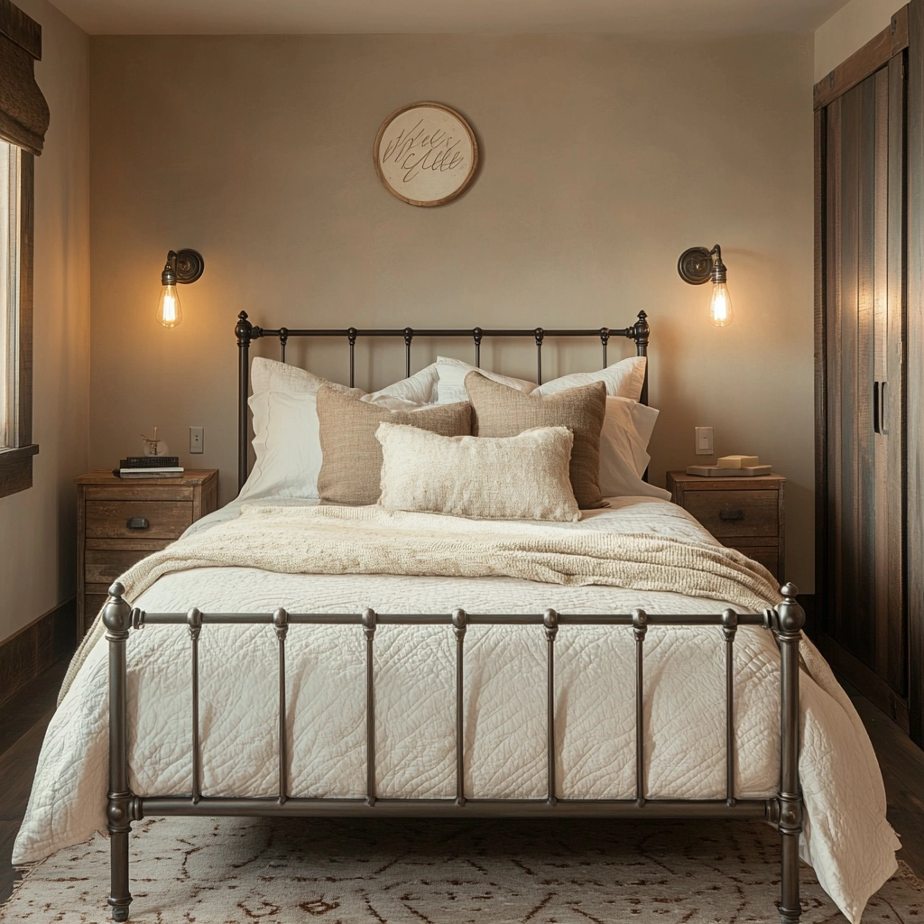 beige farmhouse bedroom 43