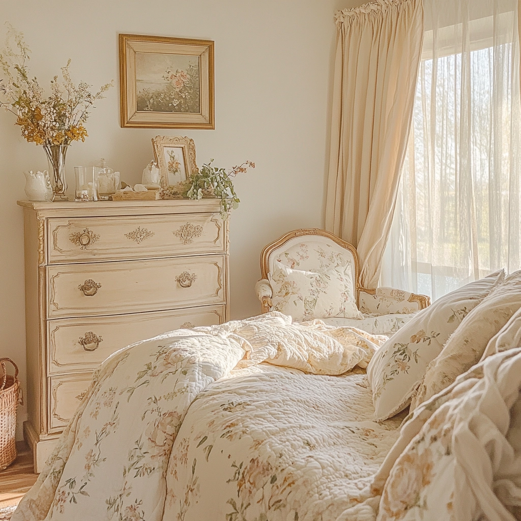 beige farmhouse bedroom 46
