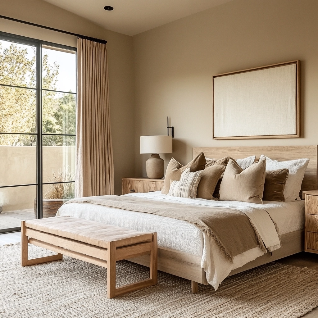 beige farmhouse bedroom 77