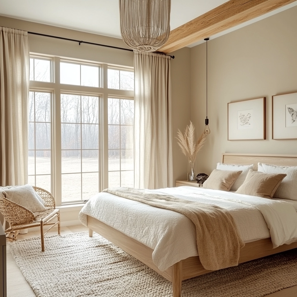 beige farmhouse bedroom 80