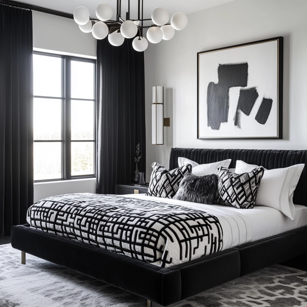 black and white farmhouse bedroom 13