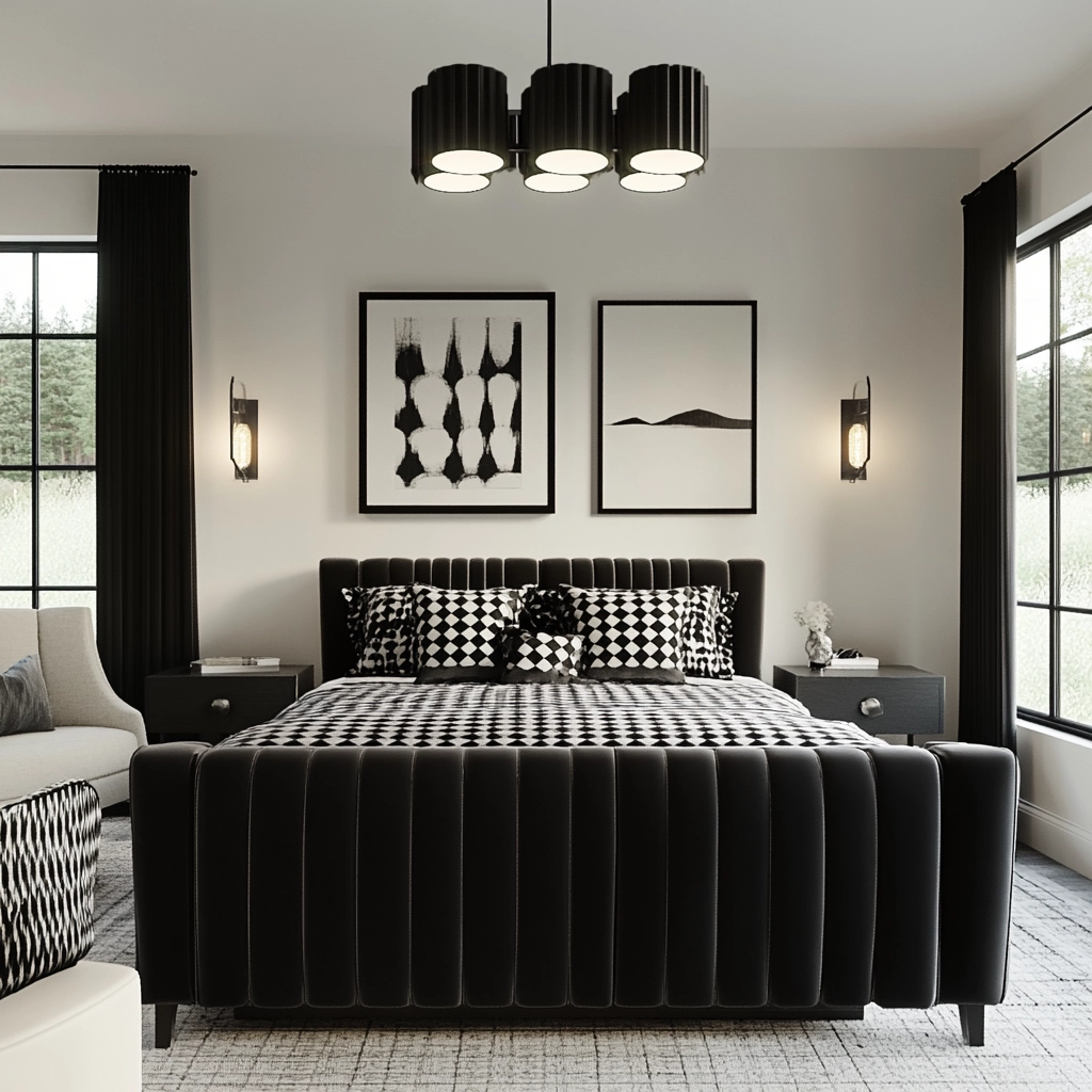black and white farmhouse bedroom 16