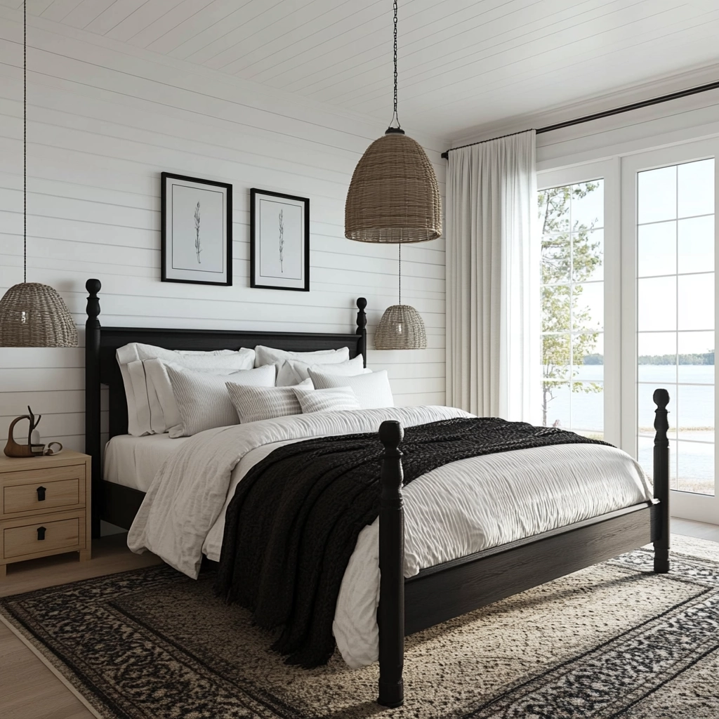 black and white farmhouse bedroom 21