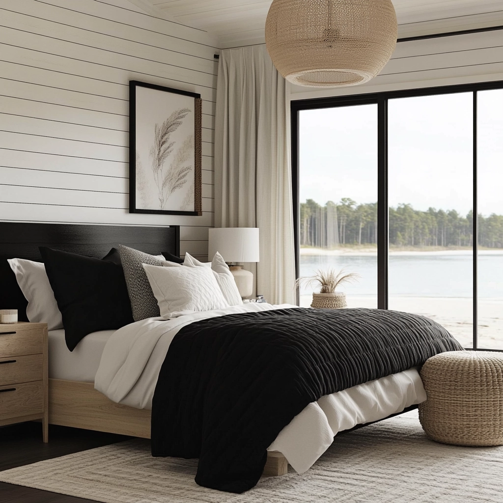 black and white farmhouse bedroom 22