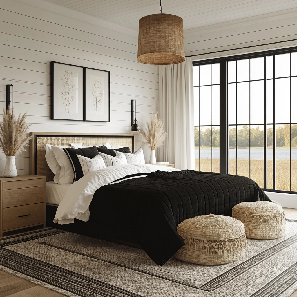 black and white farmhouse bedroom 23