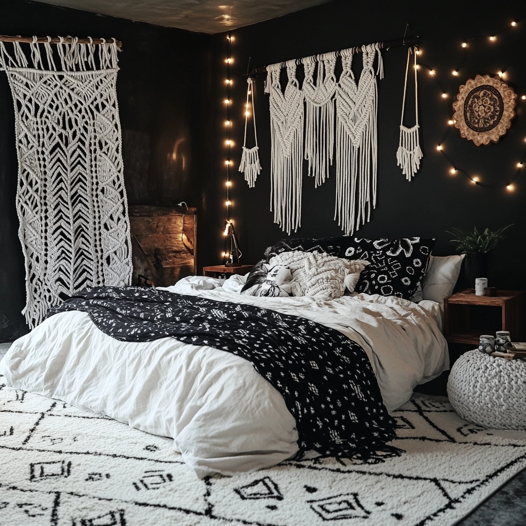 black and white farmhouse bedroom 25