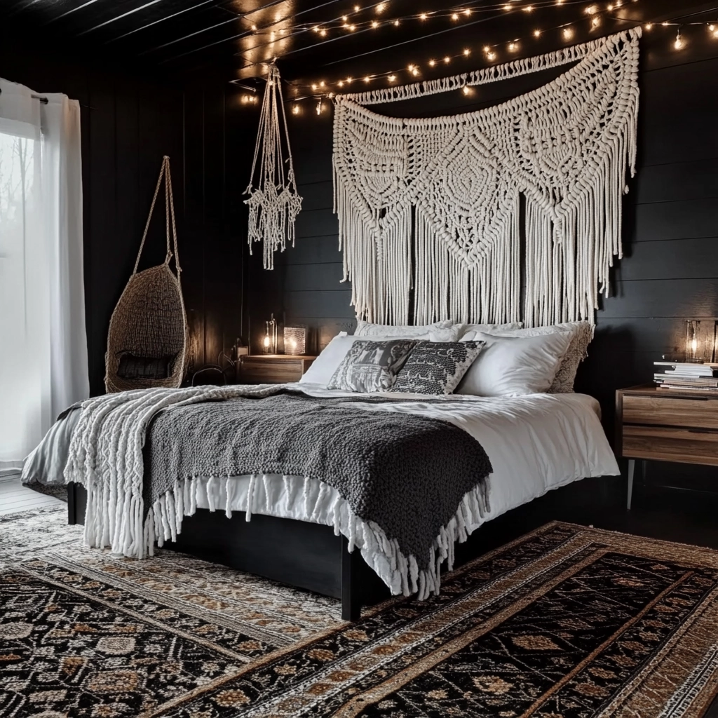 black and white farmhouse bedroom 27