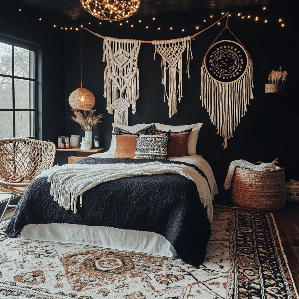 black and white farmhouse bedroom 28