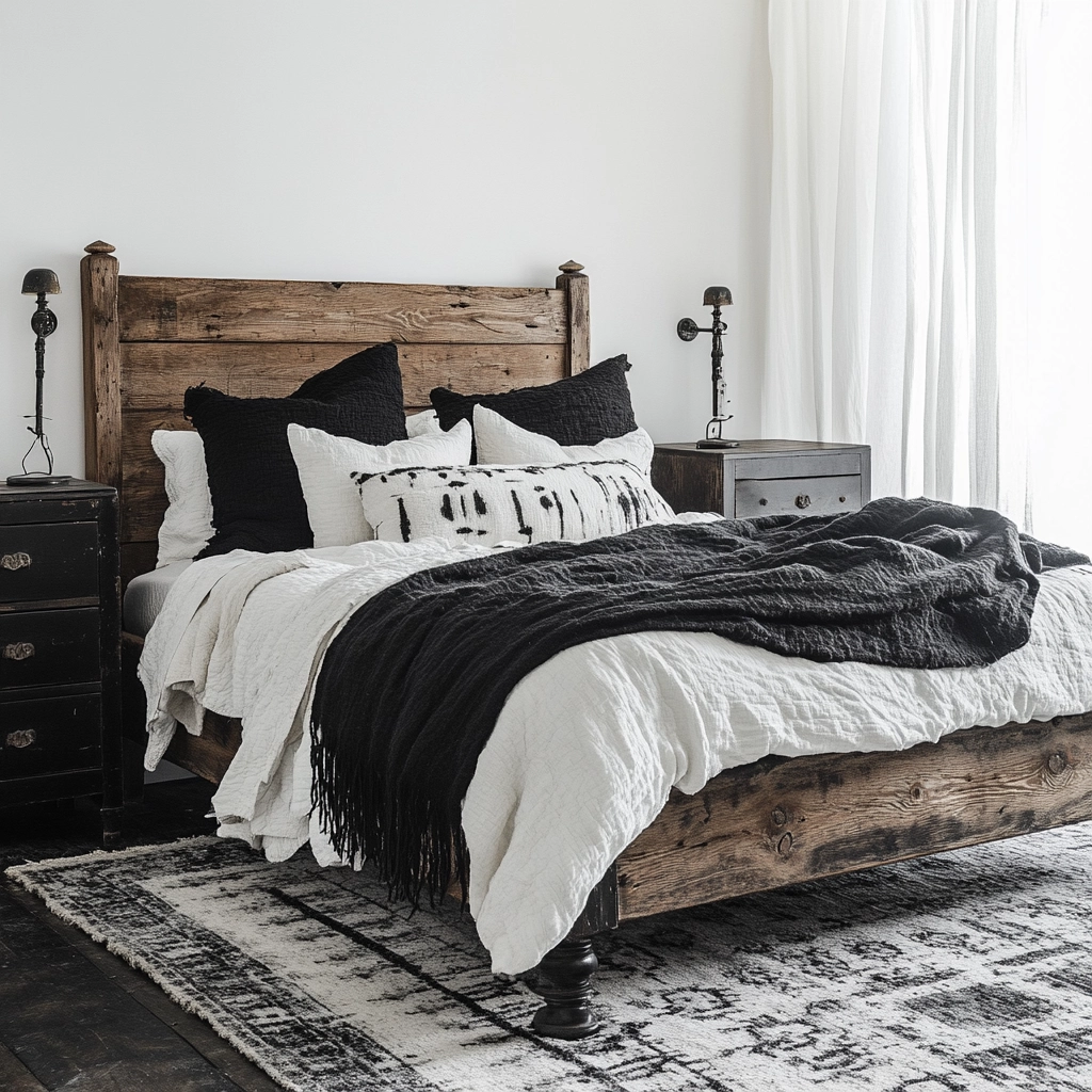 black and white farmhouse bedroom 3