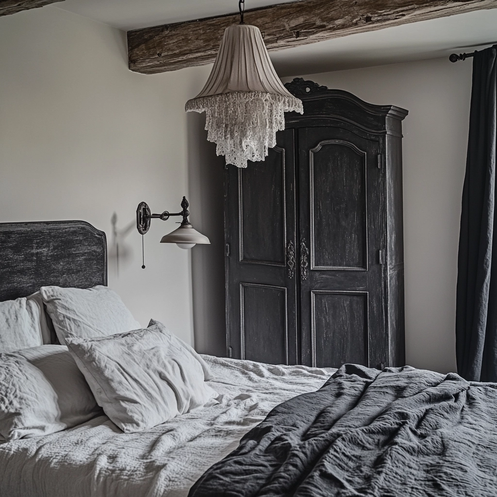 black and white farmhouse bedroom 33