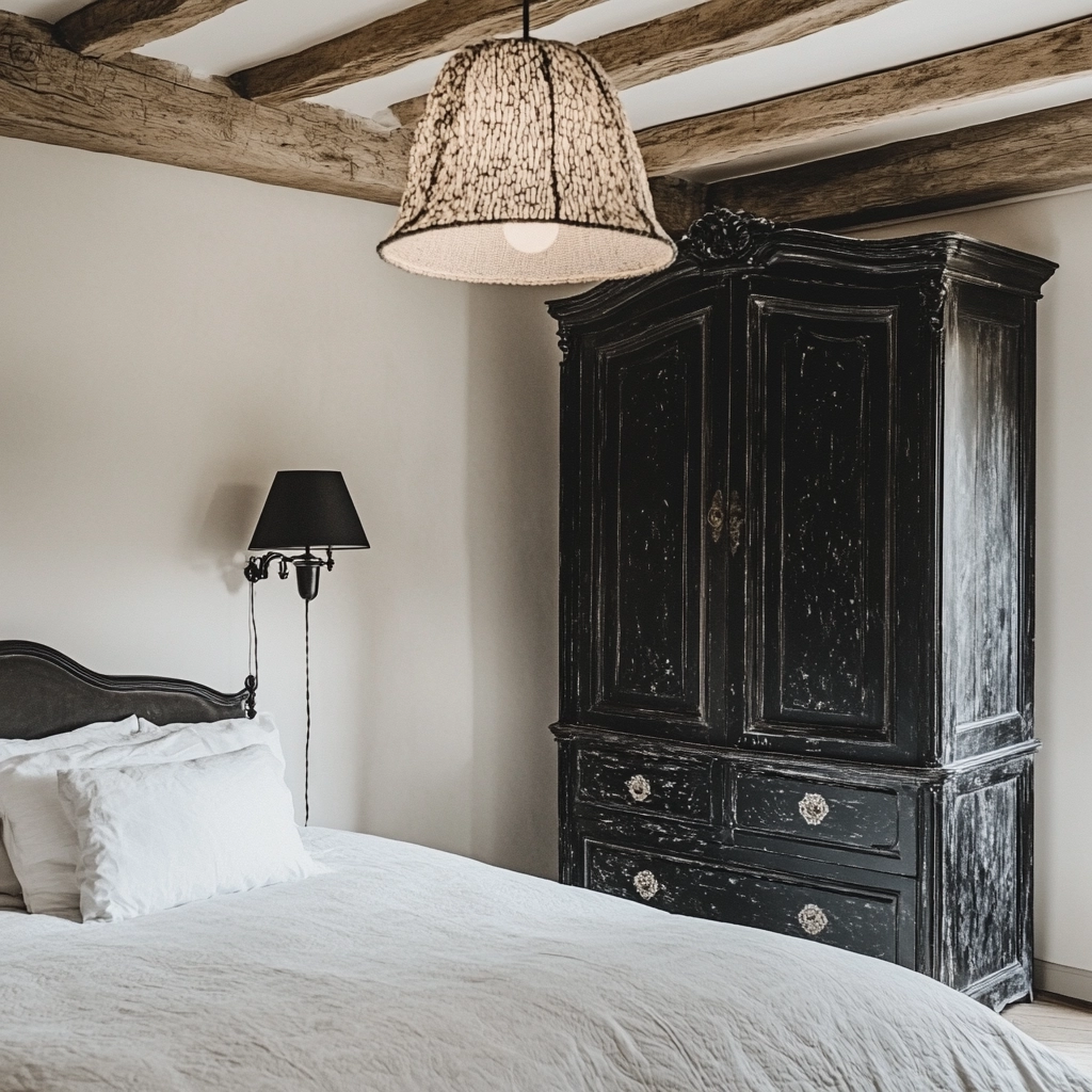 black and white farmhouse bedroom 34