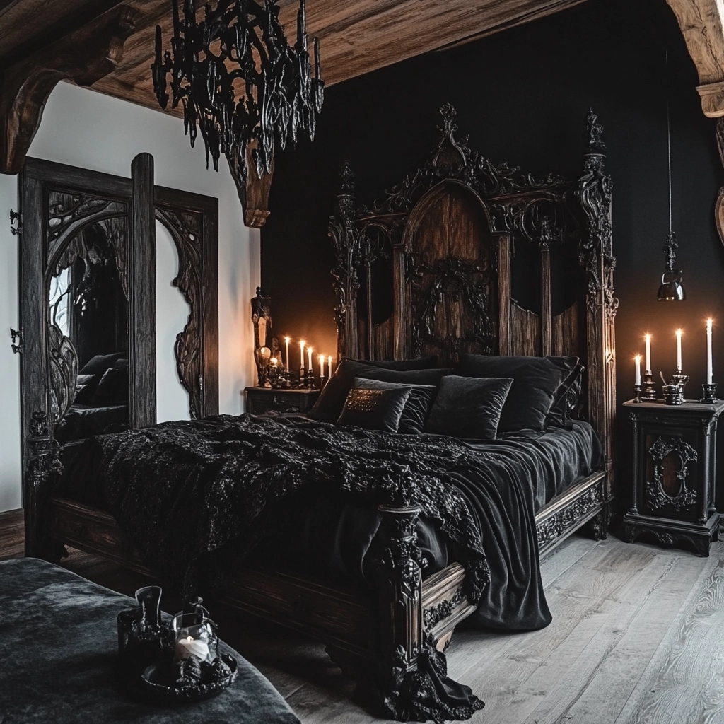 black and white farmhouse bedroom 38