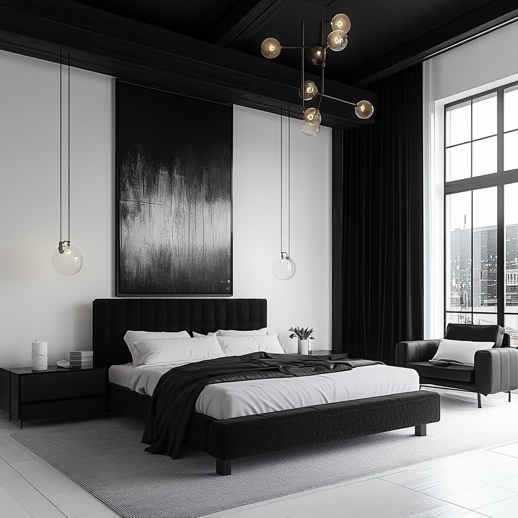 black and white farmhouse bedroom 41