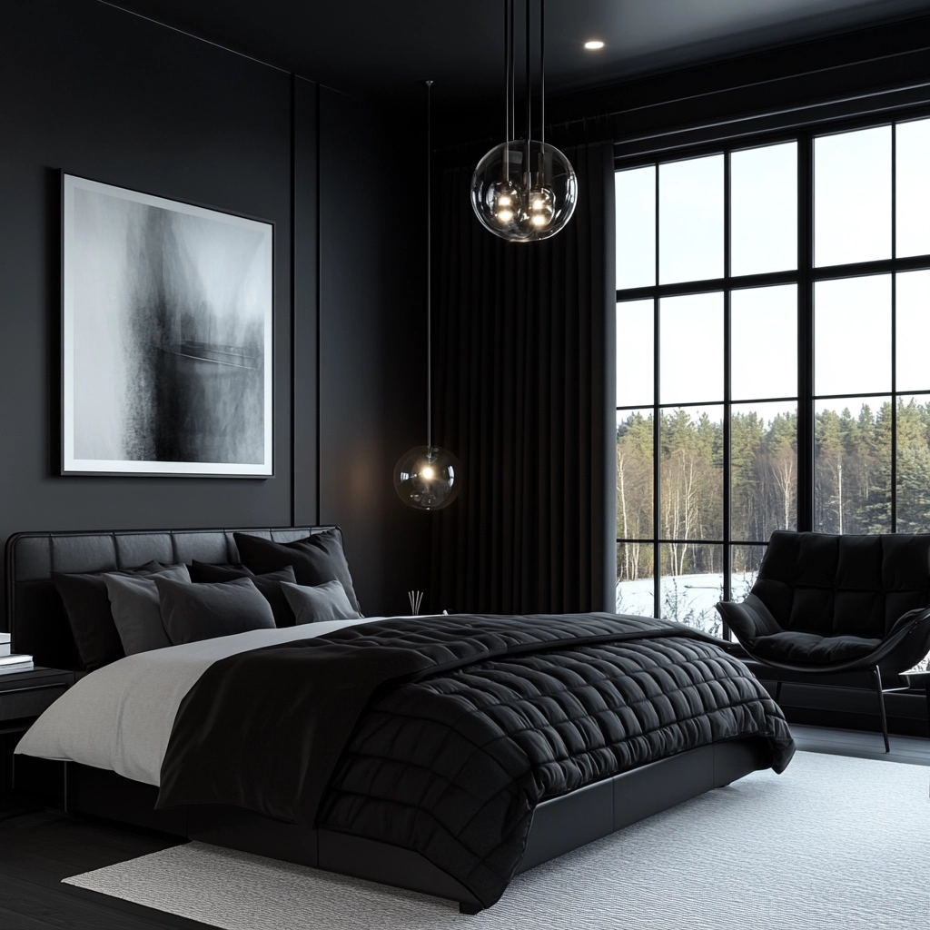 black and white farmhouse bedroom 43