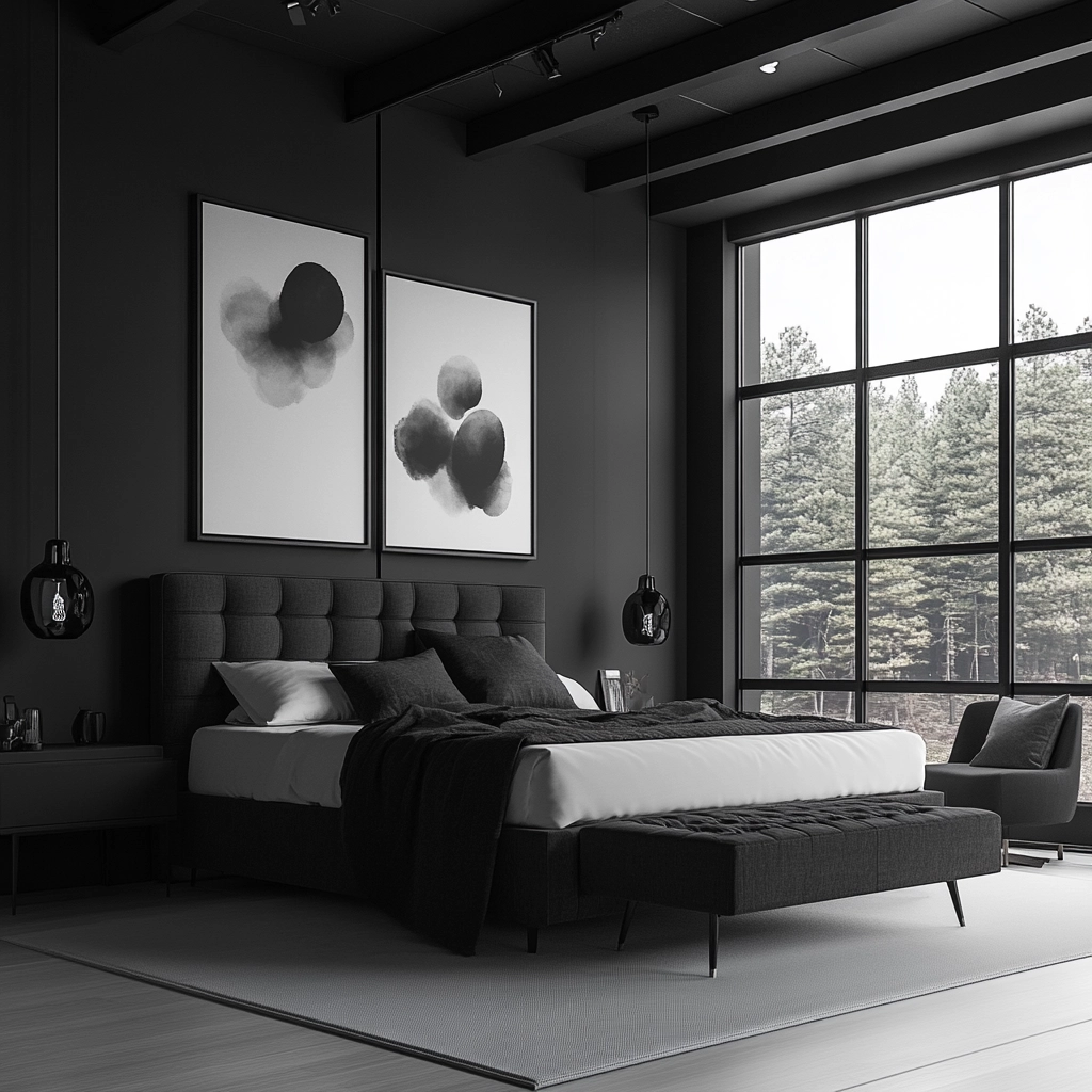 black and white farmhouse bedroom 44