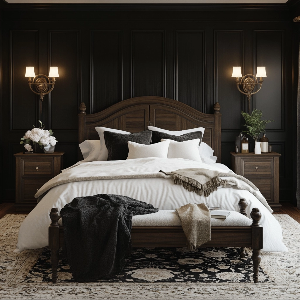 black and white farmhouse bedroom 45