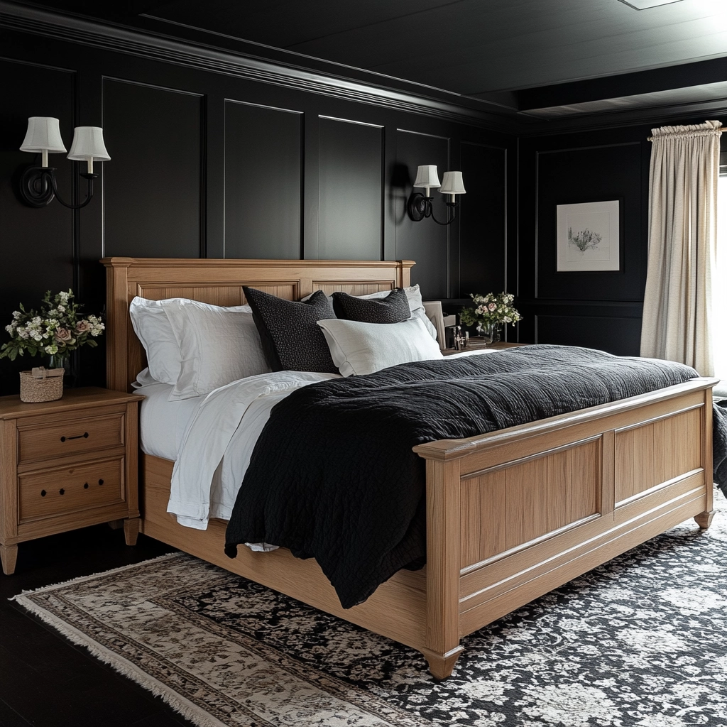 black and white farmhouse bedroom 48