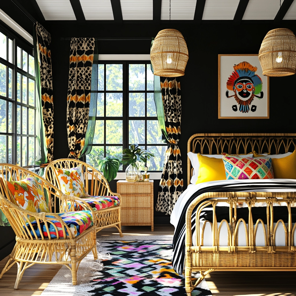 black and white farmhouse bedroom 49