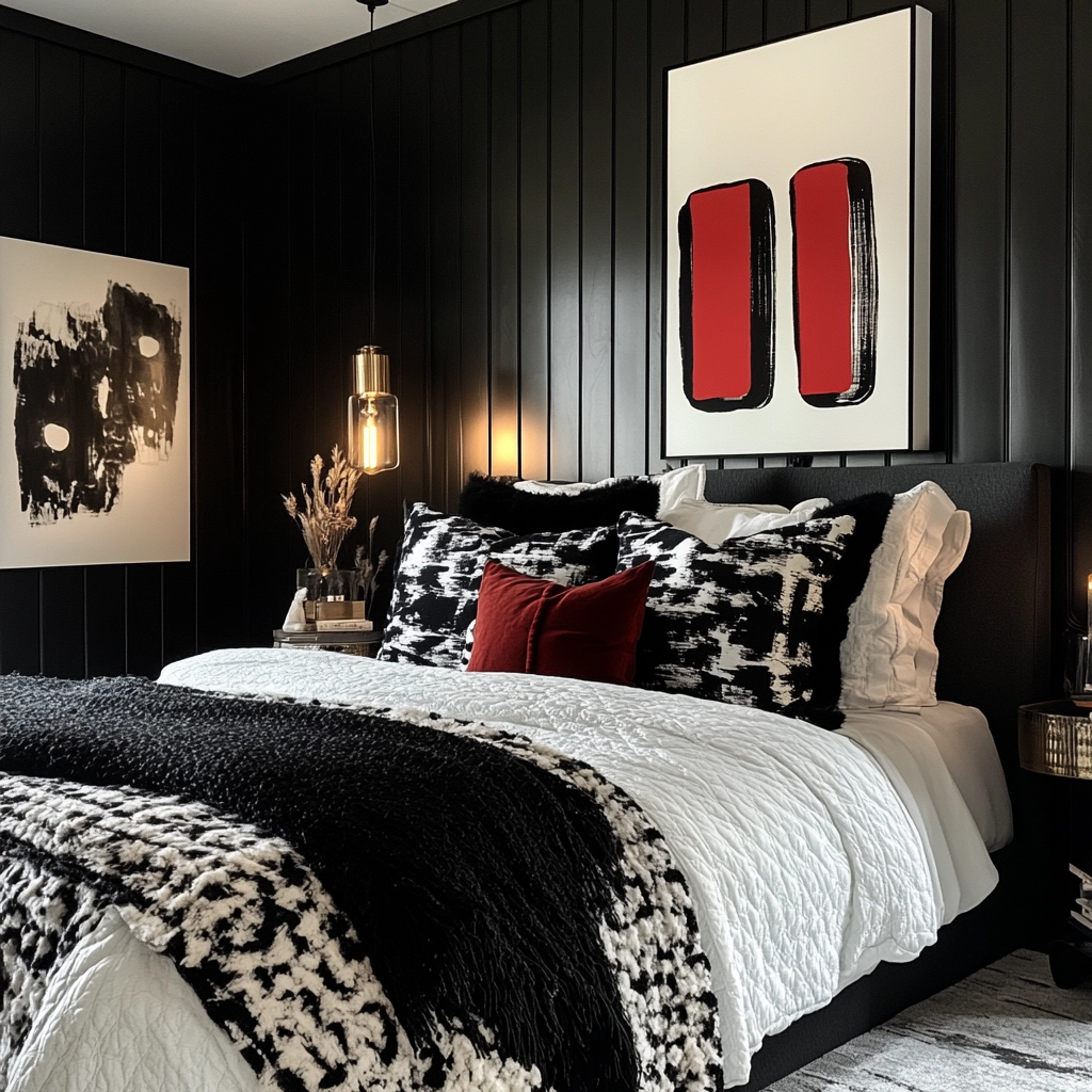black and white farmhouse bedroom 53