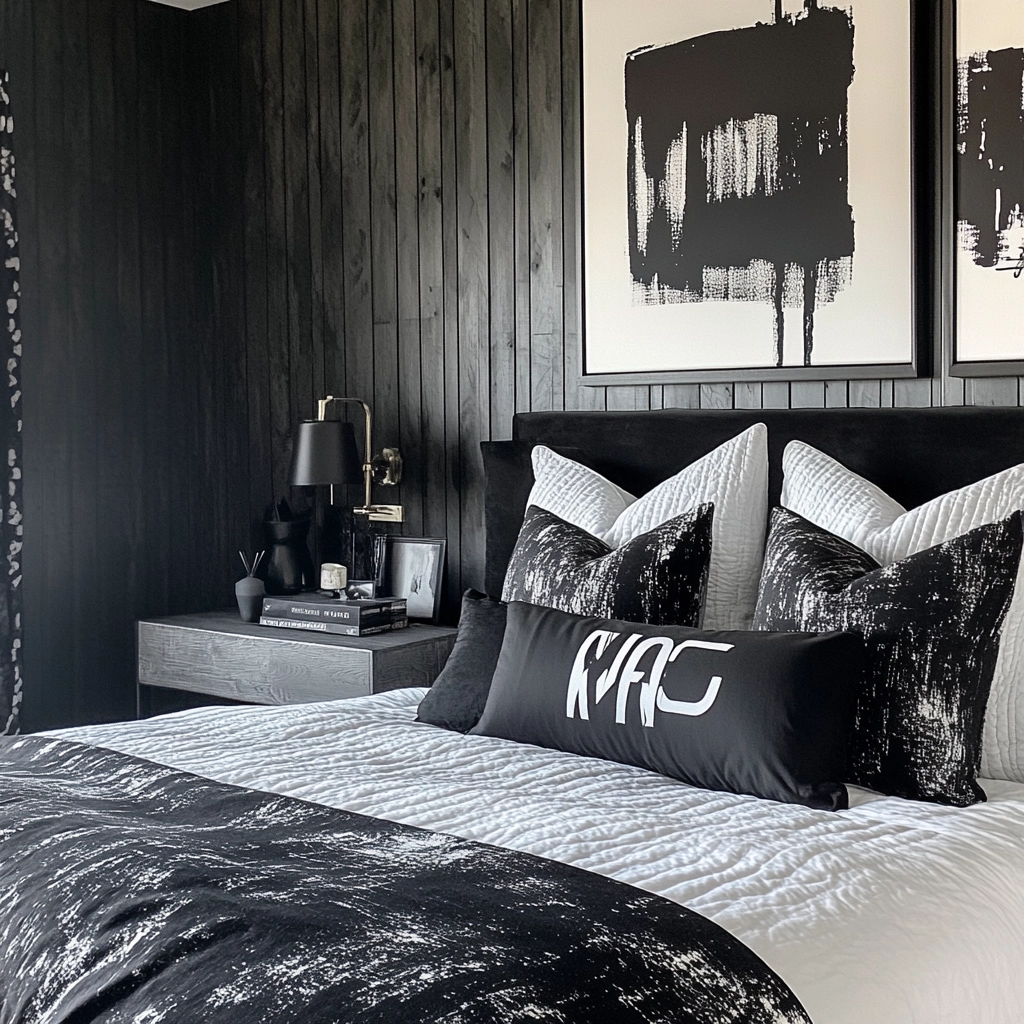 black and white farmhouse bedroom 54