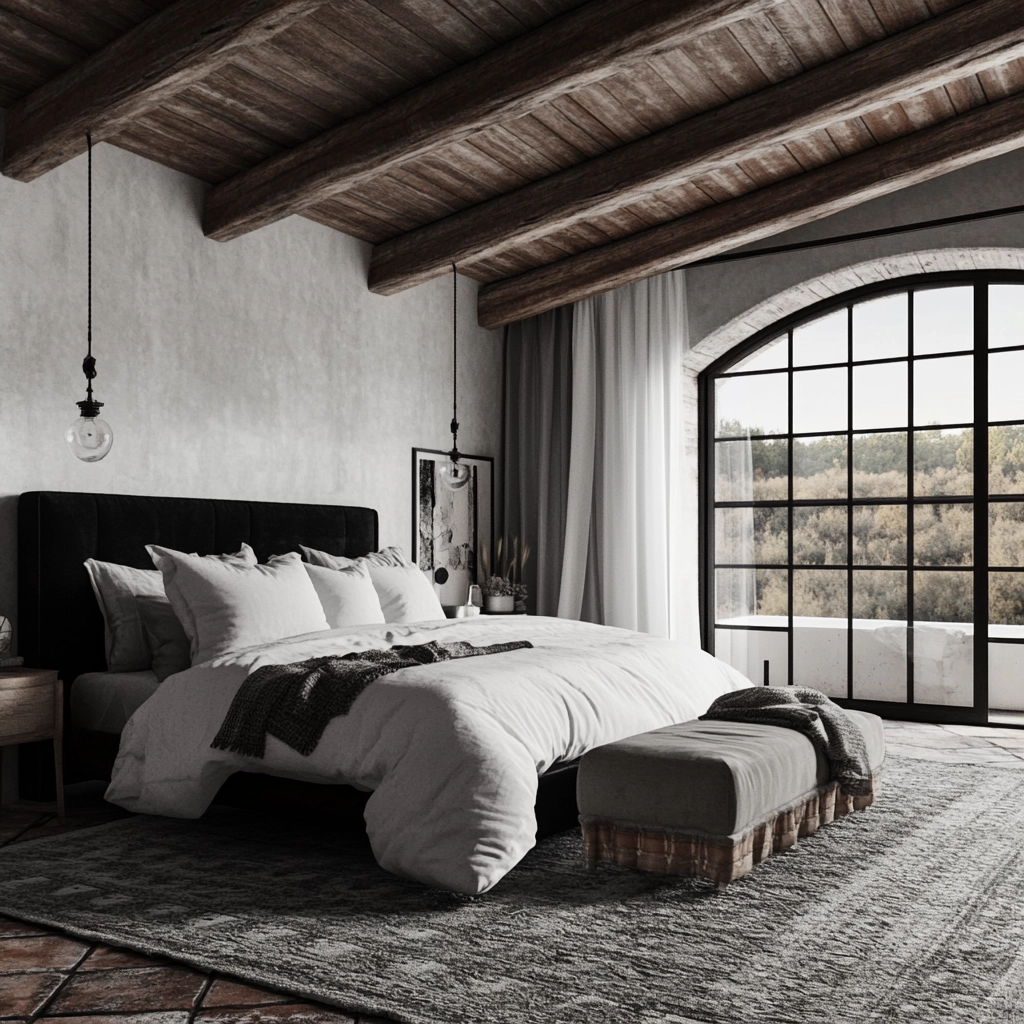 black and white farmhouse bedroom 62