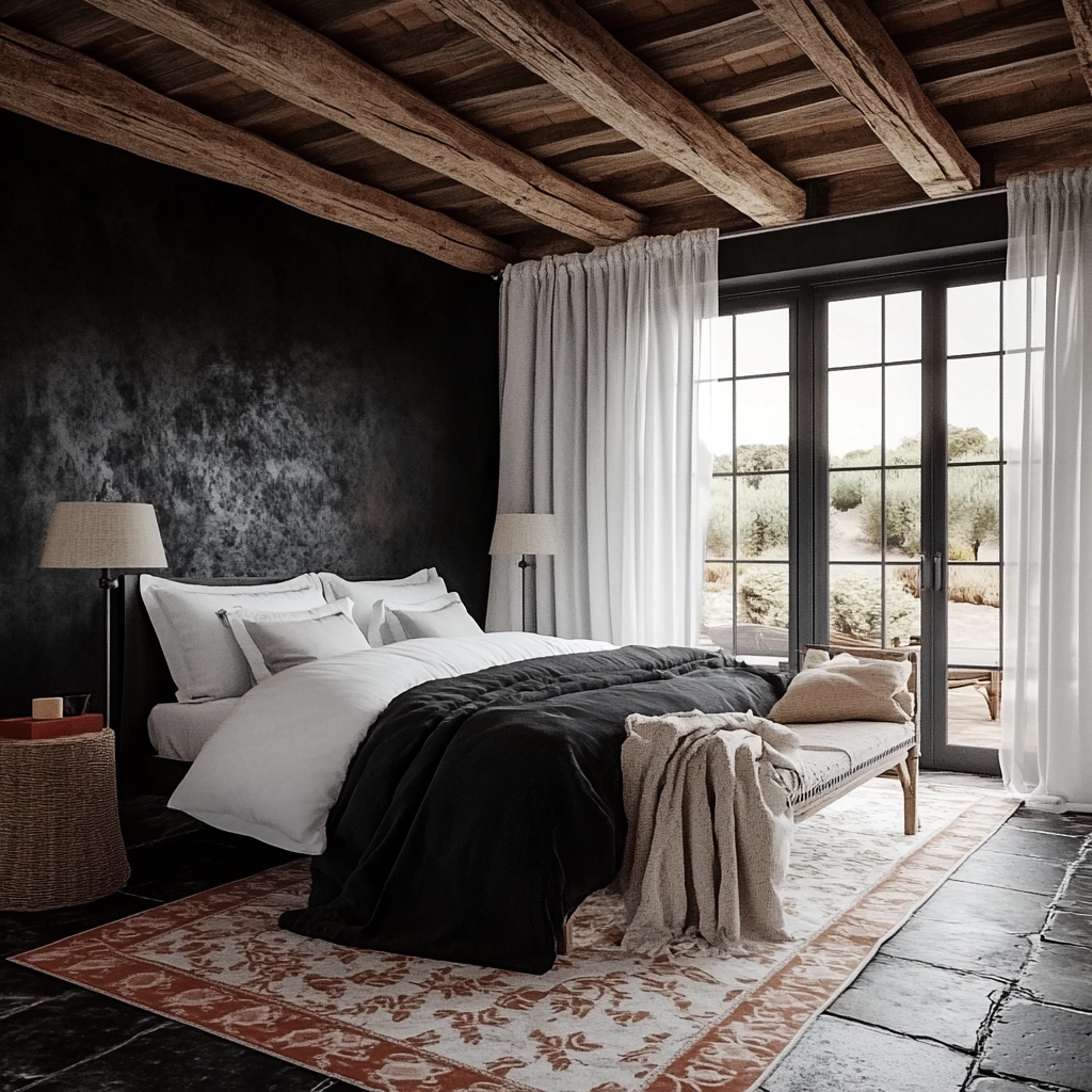 black and white farmhouse bedroom 63