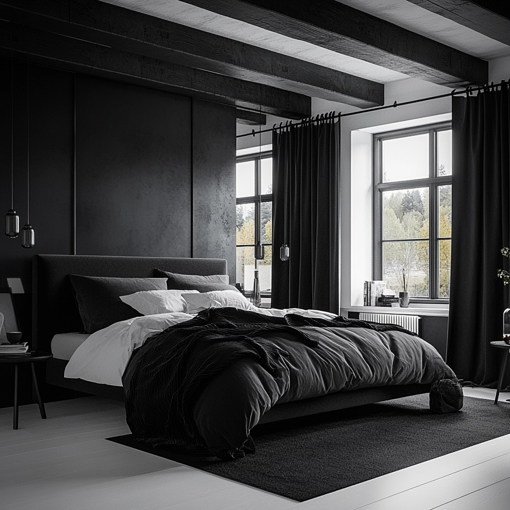 black and white farmhouse bedroom 67