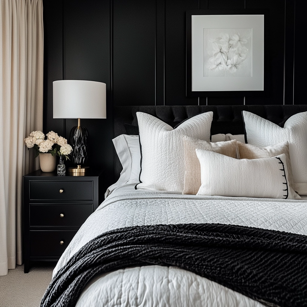 black and white farmhouse bedroom 71