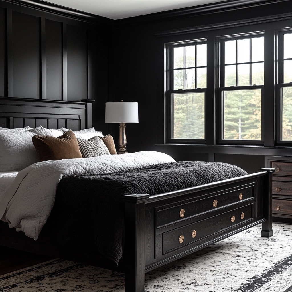black and white farmhouse bedroom 73