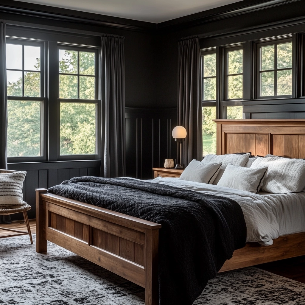 black and white farmhouse bedroom 74