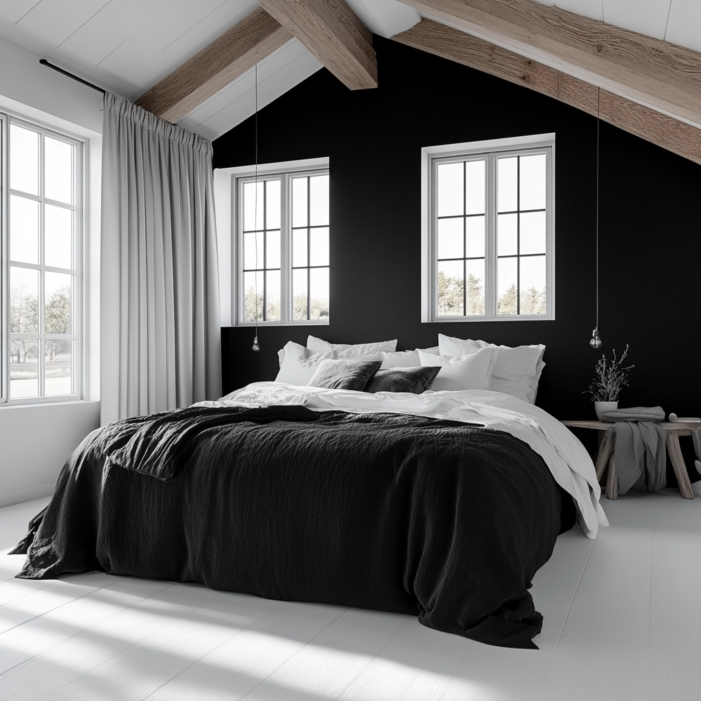 black and white farmhouse bedroom 79