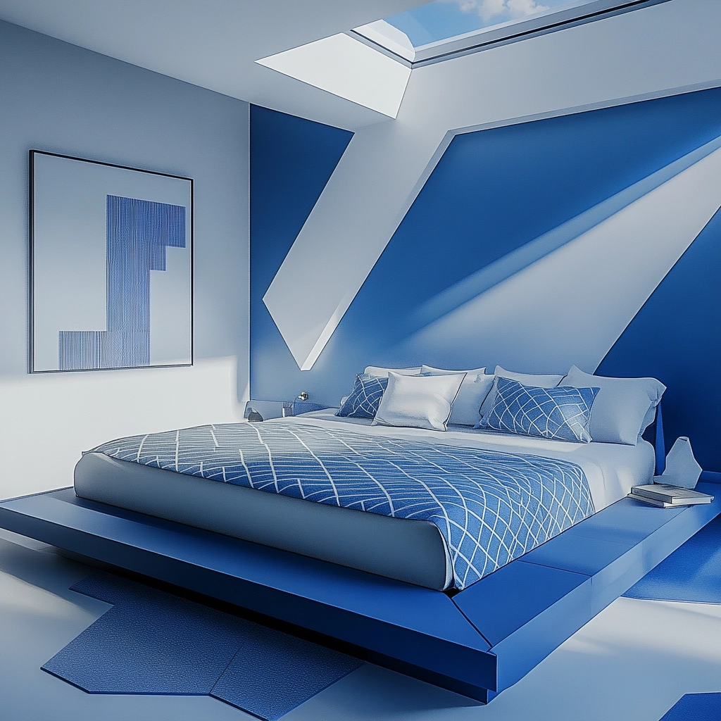 blue and white farmhouse bedroom 20