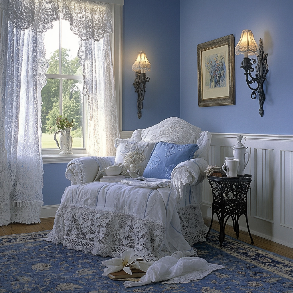 blue and white farmhouse bedroom 21