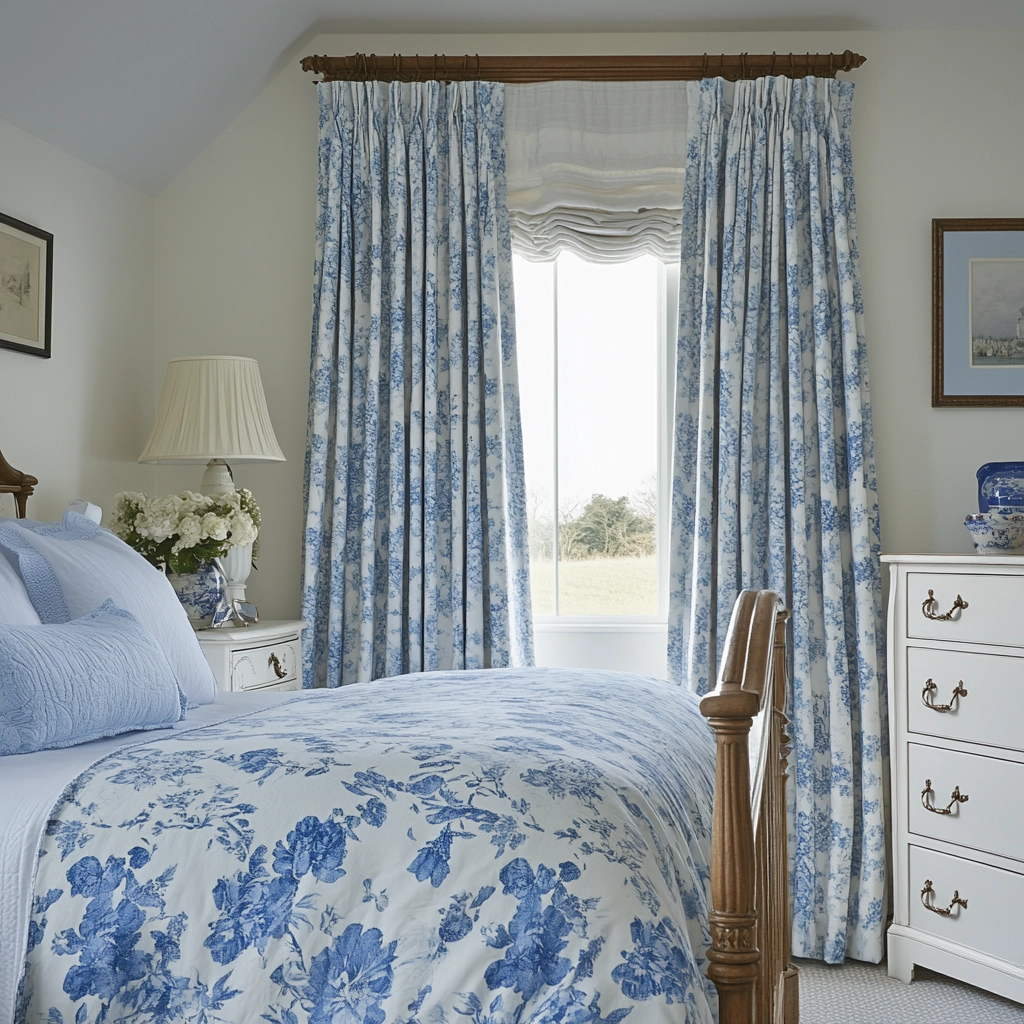 blue and white farmhouse bedroom 41