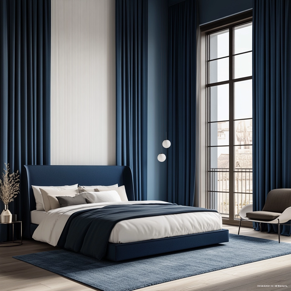 blue and white farmhouse bedroom 67