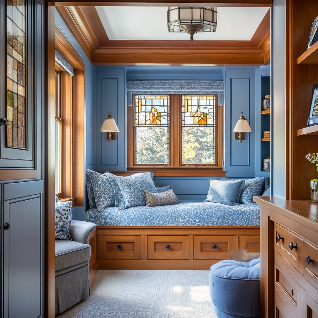 blue and white farmhouse bedroom 73