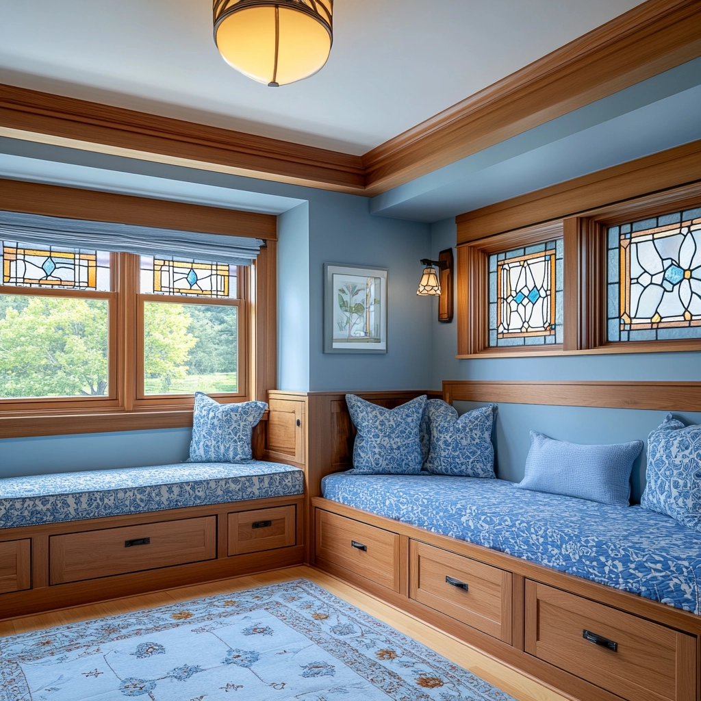 blue and white farmhouse bedroom 74