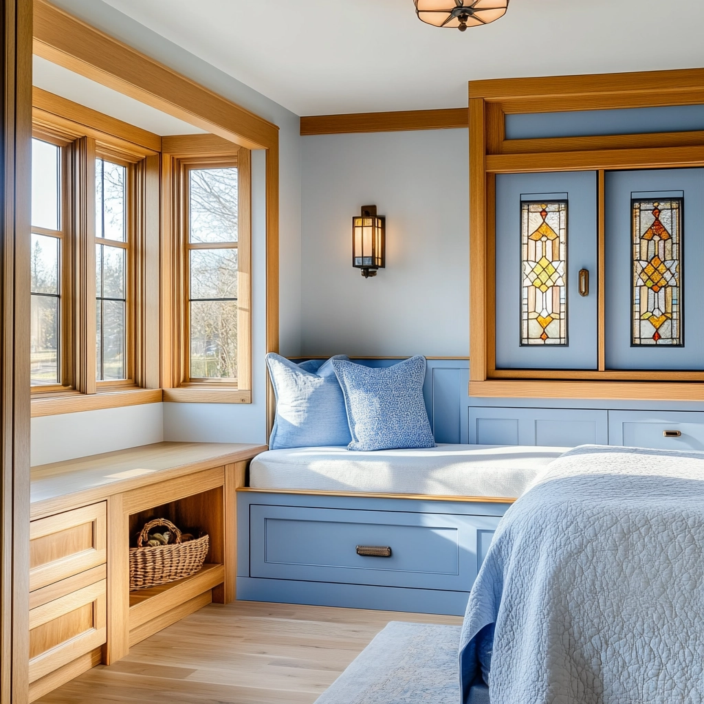 blue and white farmhouse bedroom 75
