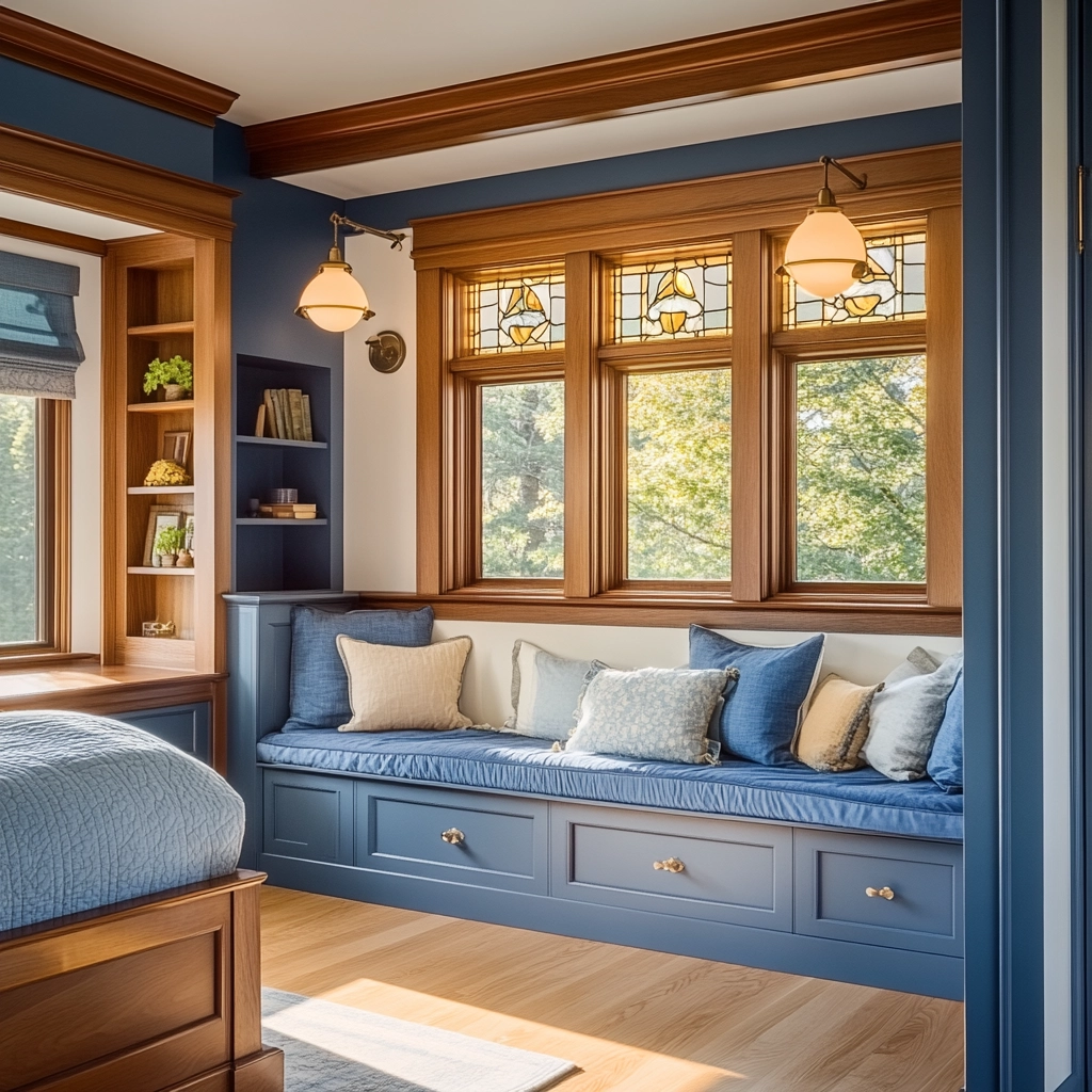 blue and white farmhouse bedroom 76