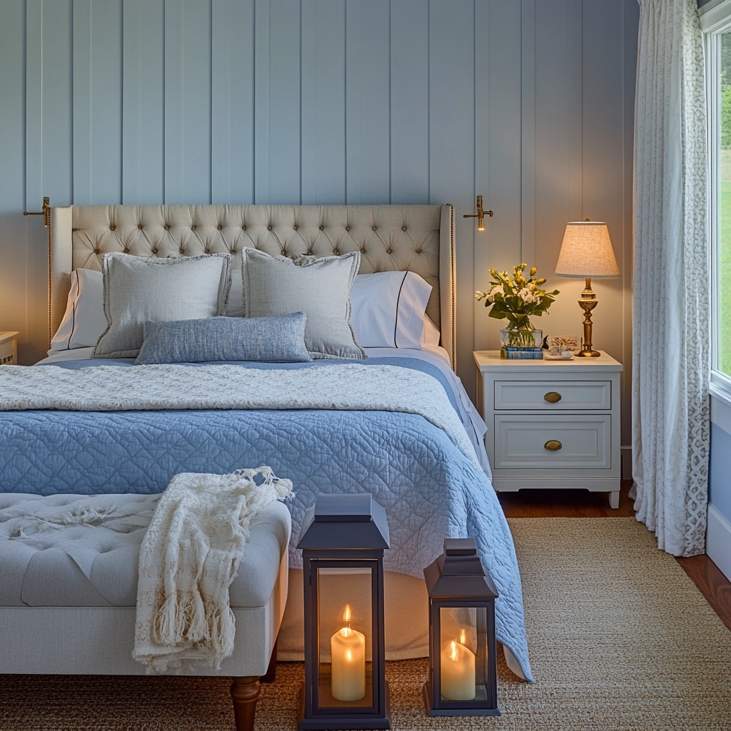 blue farmhouse bedroom 70