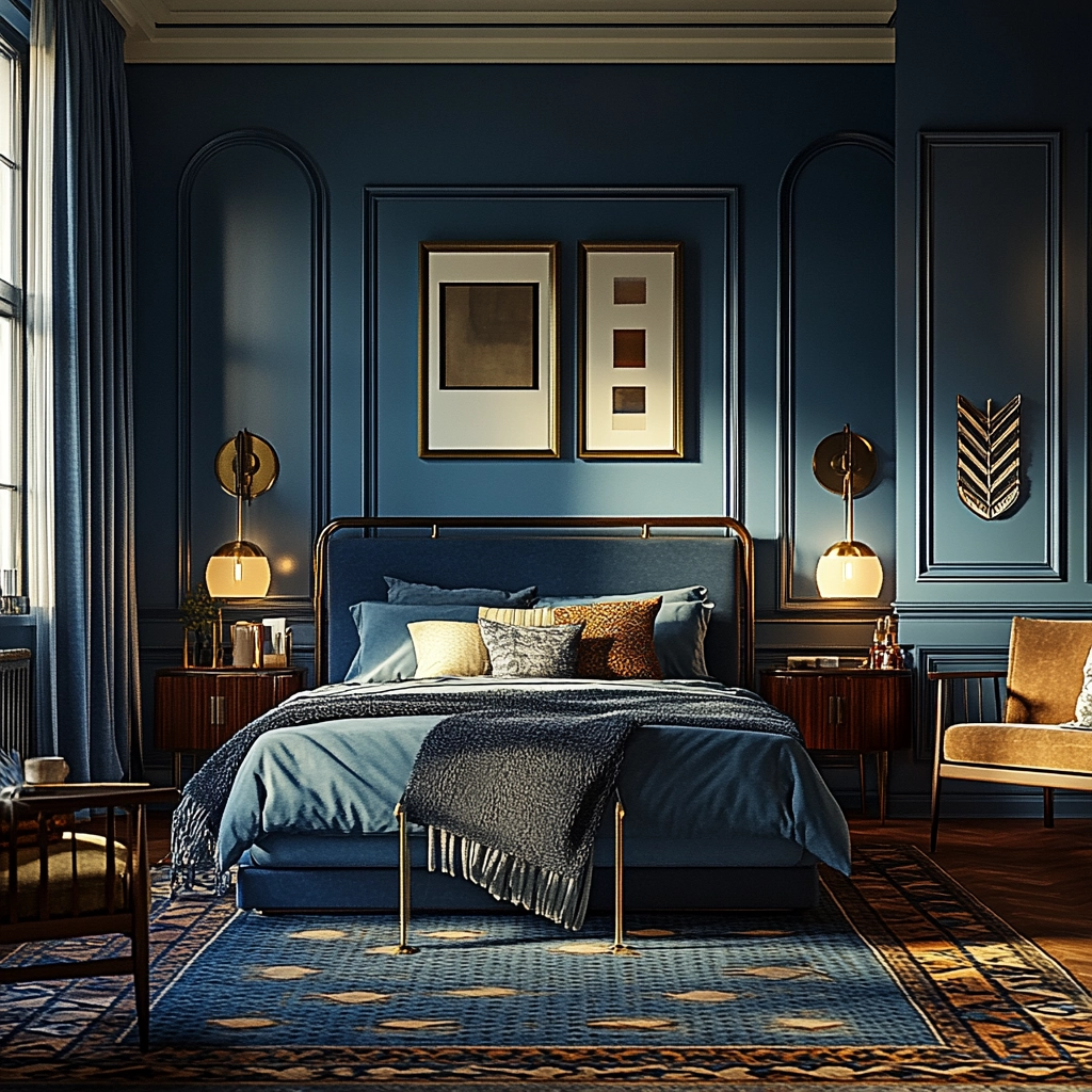 blue farmhouse bedroom 74