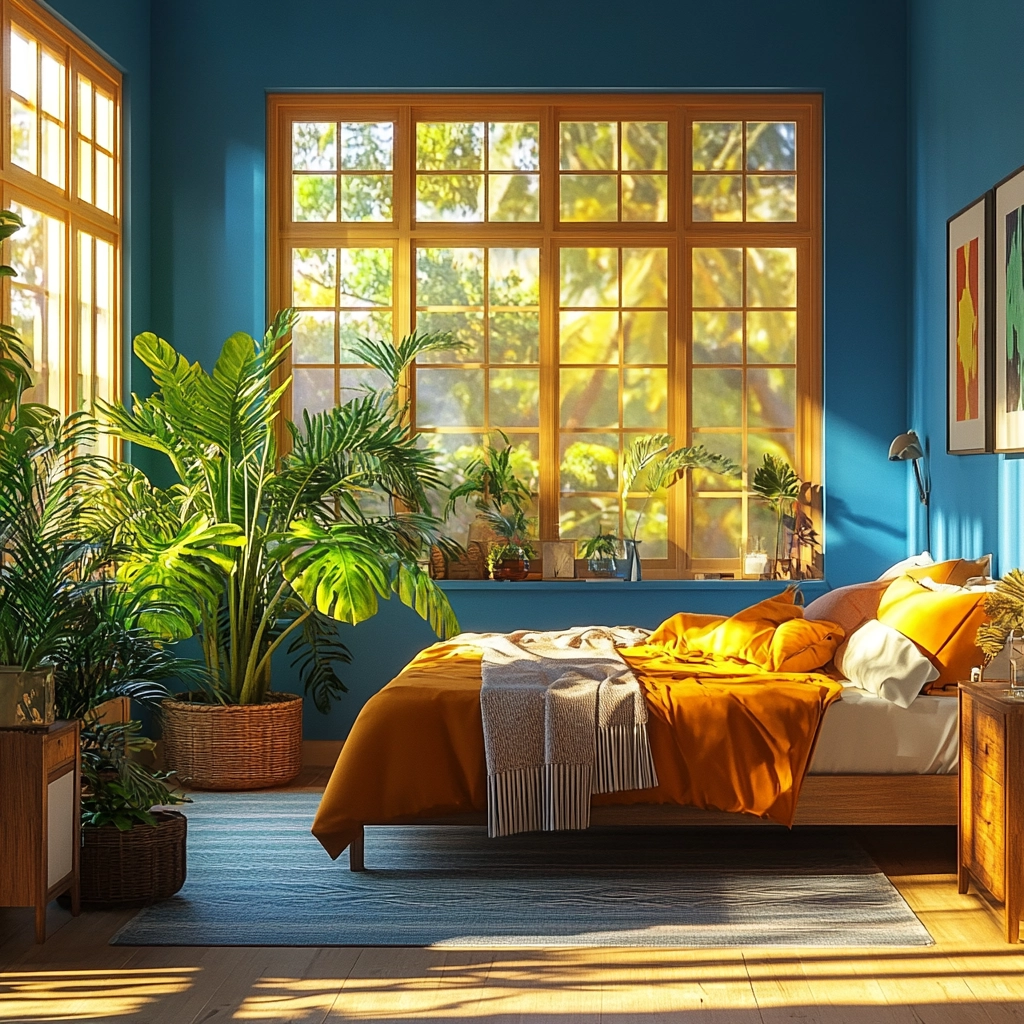 blue farmhouse bedroom 79