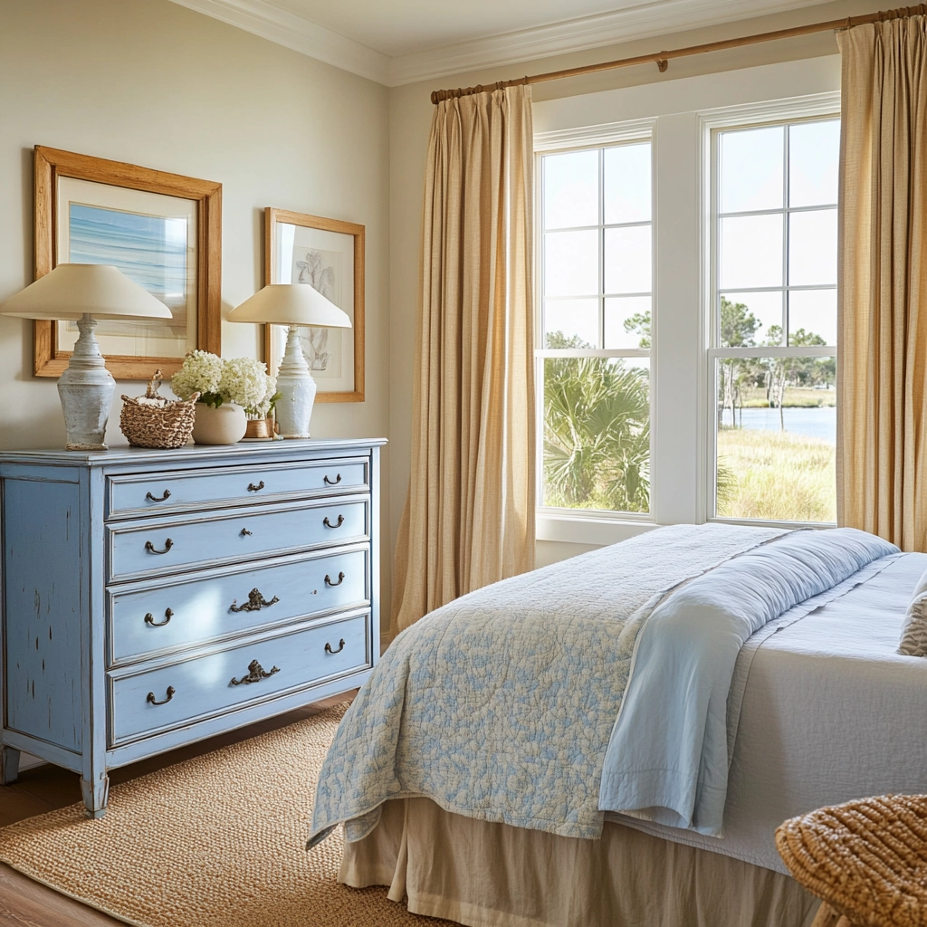 blue farmhouse bedroom ideas 26