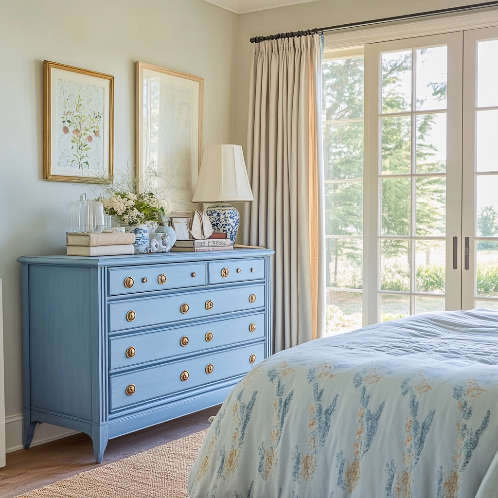 blue farmhouse bedroom ideas 27
