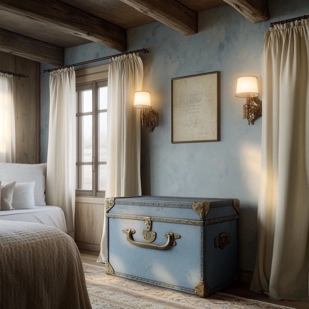 blue farmhouse bedroom ideas 33