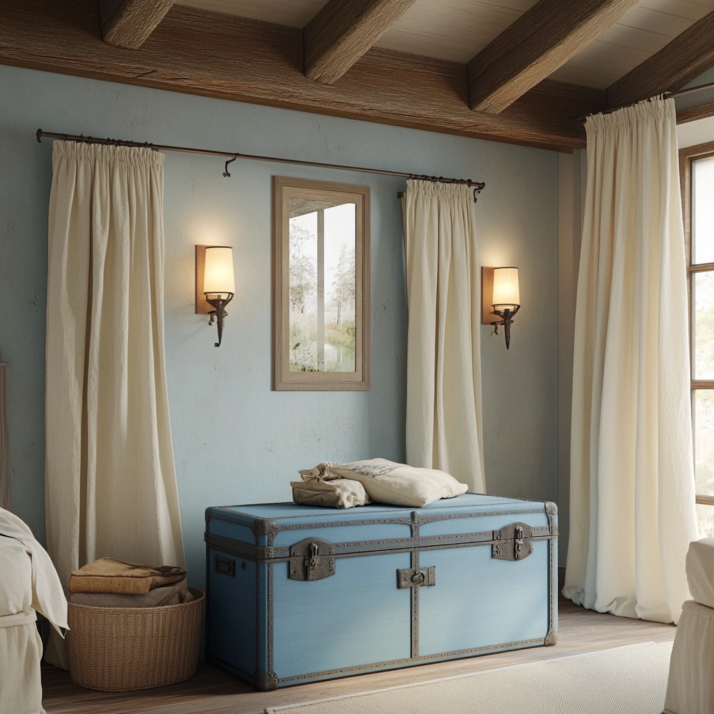 blue farmhouse bedroom ideas 34