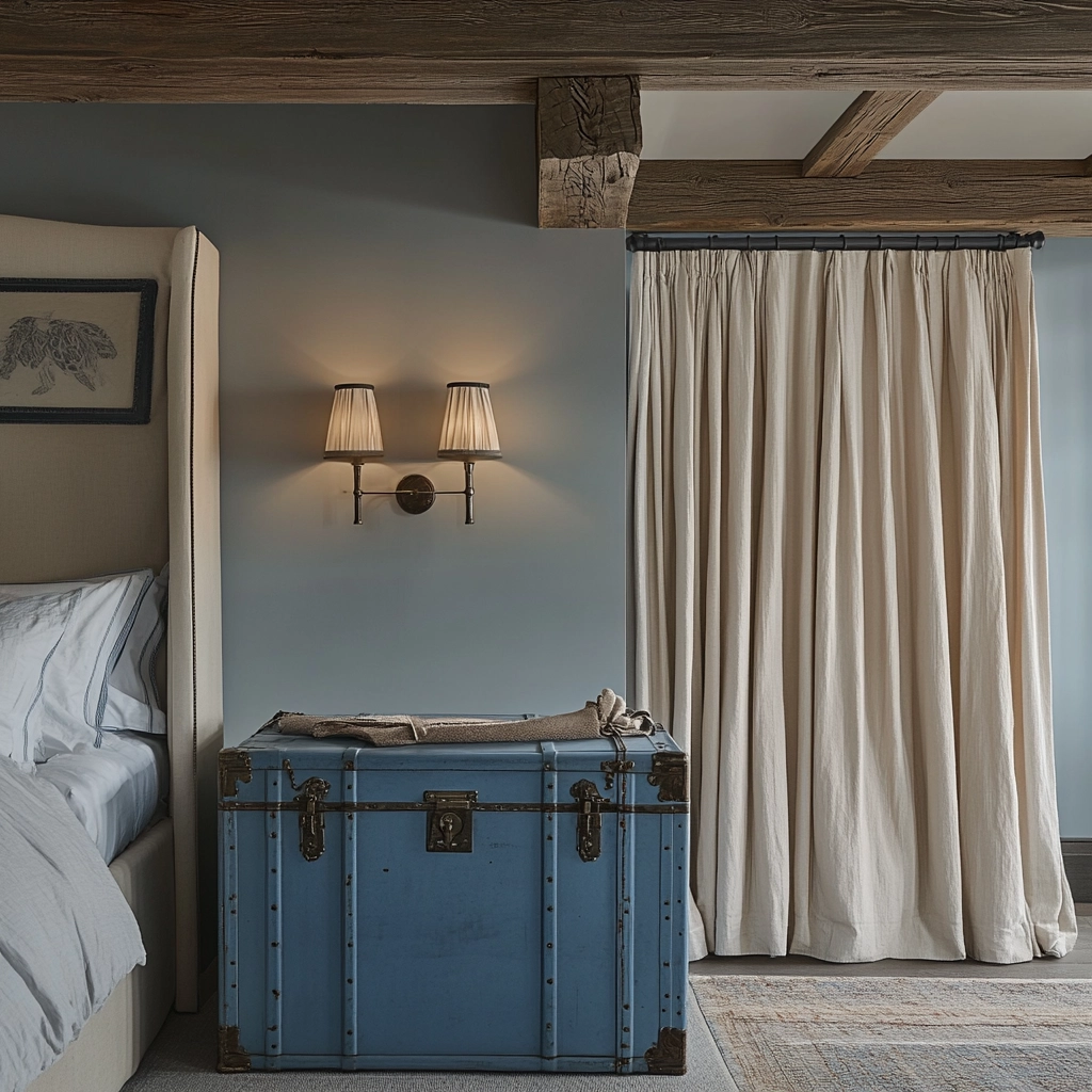 blue farmhouse bedroom ideas 35