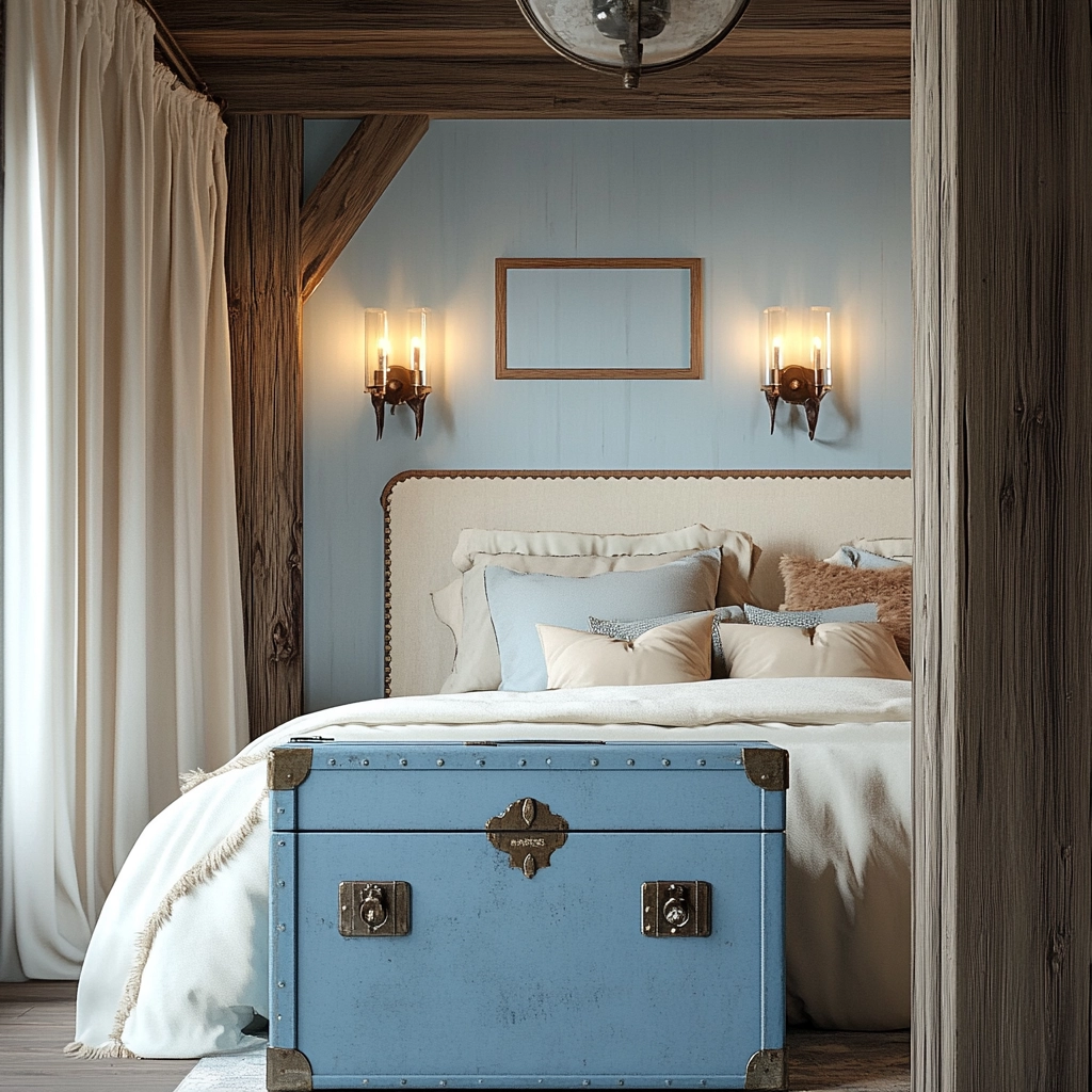 blue farmhouse bedroom ideas 36