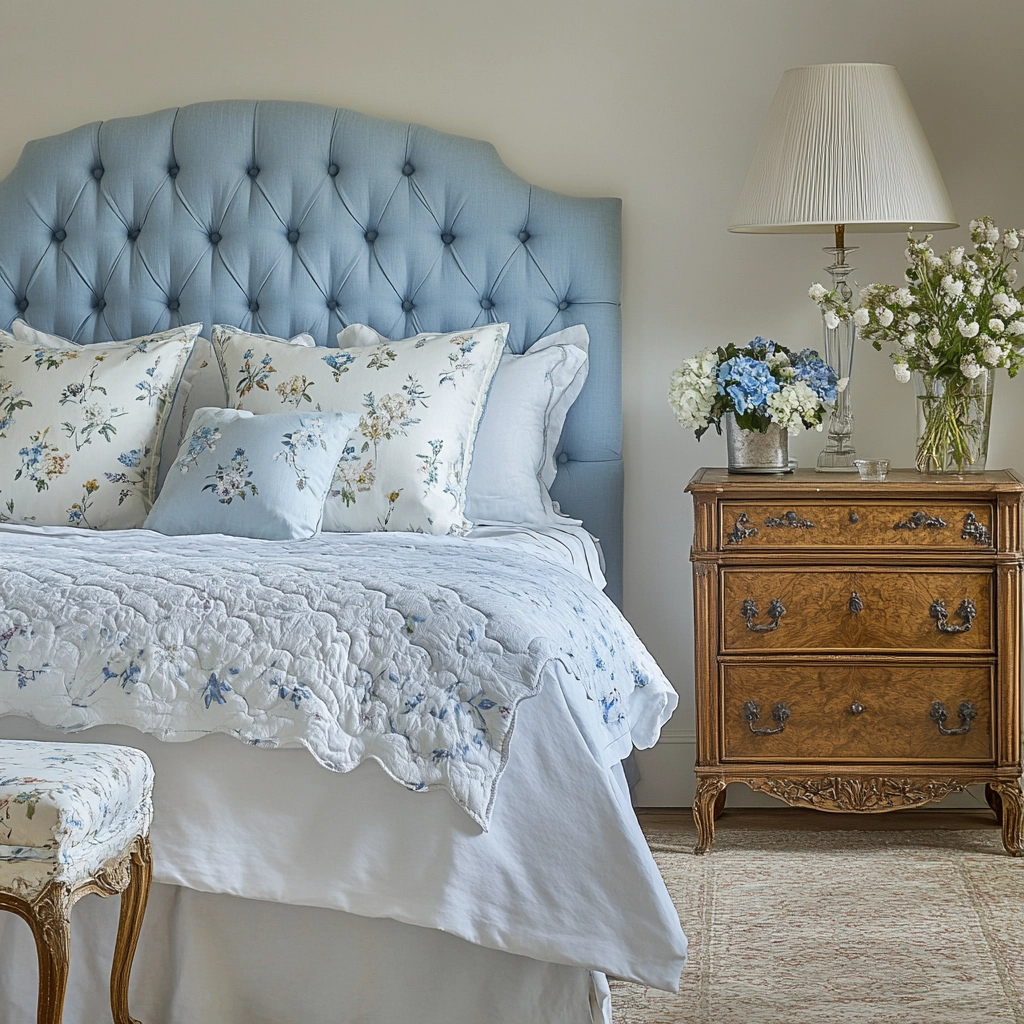 blue farmhouse bedroom ideas 39